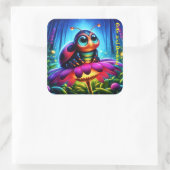 Schattigee grote ogen lieveheersbeestje met een my vierkante sticker (Tas)