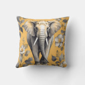 Schattigee grote olifant die over gele madeliefjes kussen (Achterkant)