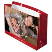 Schattigee grote rode baby's eerste kerstcadeautas groot cadeauzakje (Achterkant Gekanteld)