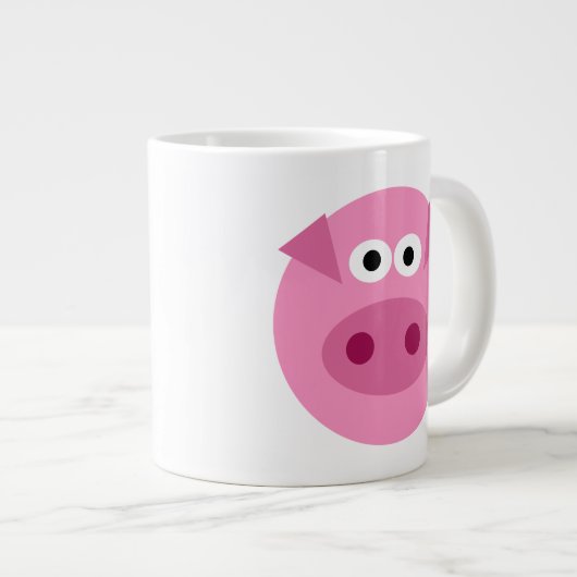 Schattigee grote vet roze varken cartoon reus koff grote koffiekop (Voorkant rechts)