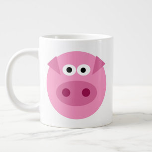 Schattigee grote vet roze varken cartoon reus koff koffiekop