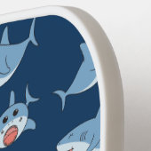 Schattigee Grote Witte Haaien Oceaan Patroon Monog Pickleball Paddle (Links Detail)