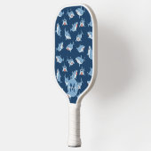 Schattigee Grote Witte Haaien Oceaan Patroon Monog Pickleball Paddle (Links)