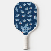Schattigee Grote Witte Haaien Oceaan Patroon Monog Pickleball Paddle (Voorkant)