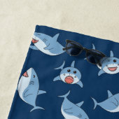 Schattigee Grote Witte Haaien Oceaan Patroon Monog Strandlaken (In situ)