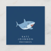 Schattigee Grote Witte Haaien Oceaan QR Code Vierkante Visitekaartje (Voorkant)