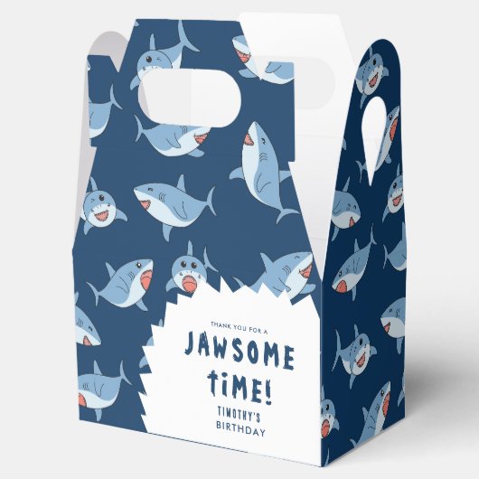 Schattigee grote witte haaien oceaan verjaardagsfe bedankdoosjes (Geopend)