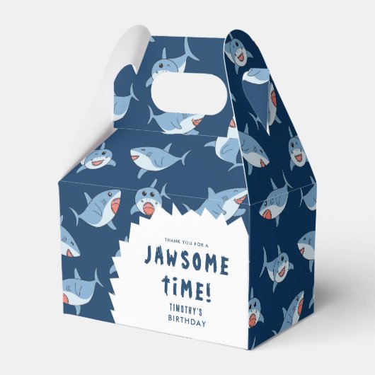Schattigee grote witte haaien oceaan verjaardagsfe bedankdoosjes (Voorkant Zijde)
