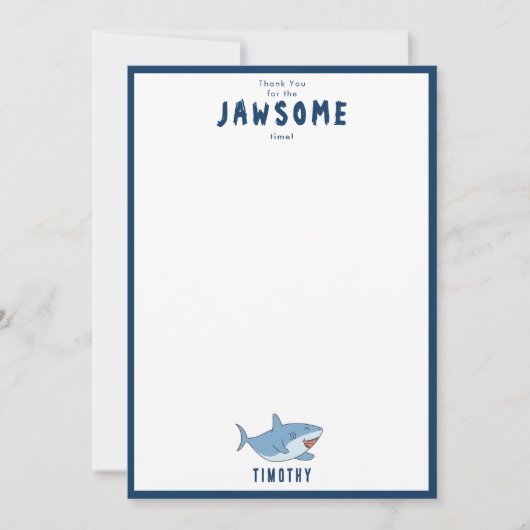 Schattigee grote witte haaien oceaan verjaardagsfe bedankkaart (Voorkant)