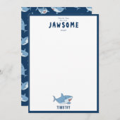 Schattigee grote witte haaien oceaan verjaardagsfe bedankkaart (Voorkant / Achterkant)