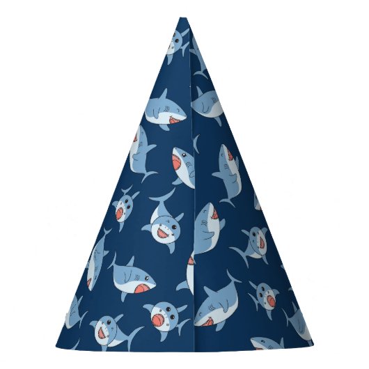Schattigee grote witte haaien oceaan verjaardagsfe feesthoedjes (Achterkant)