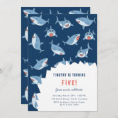 Schattigee grote witte haaien oceaan verjaardagsfe kaart (Voorkant / Achterkant)