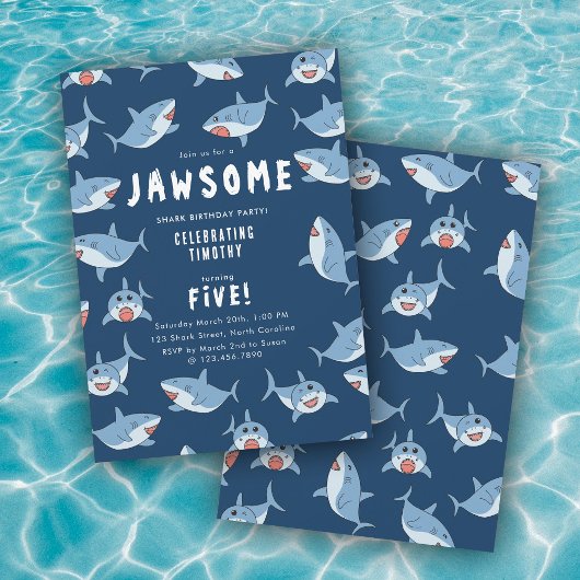 Schattigee grote witte haaien oceaan verjaardagsfe kaart