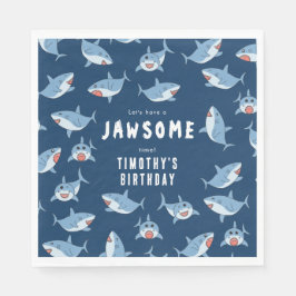 Schattigee grote witte haaien oceaan verjaardagsfe servet