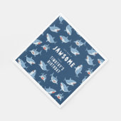 Schattigee grote witte haaien oceaan verjaardagsfe servet (Hoek)