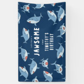 Schattigee grote witte haaien oceaan verjaardagsfe spandoek (Verticaal)