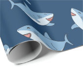 Schattigee grote witte haaien oceaanpatroon cadeaupapier (Rol Hoek)