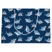 Schattigee grote witte haaien oceaanpatroon groot cadeauzakje (Voorkant)