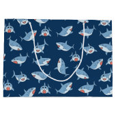 Schattigee grote witte haaien oceaanpatroon groot cadeauzakje (Achterkant)