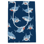 Schattigee grote witte haaien oceaanpatroon medium cadeauzakje (Voorkant)