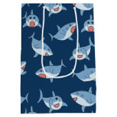 Schattigee grote witte haaien oceaanpatroon medium cadeauzakje (Achterkant)