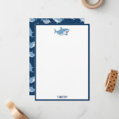 Schattigee grote witte haaien oceaanpatroon notitiekaartje (Voorkant / Achterkant in situ)