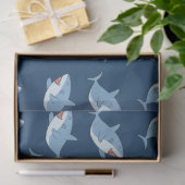 Schattigee grote witte haaien oceaanpatroon tissuepapier (Geschenk)