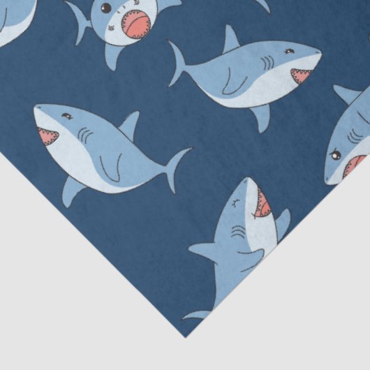 Schattigee grote witte haaien oceaanpatroon tissuepapier (Detail)