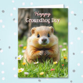 Schattigee Groundhog Day | Groundhog in gras en bl Kaart