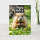 Schattigee Groundhog Day | Groundhog in gras en bl Kaart (Voorkant)