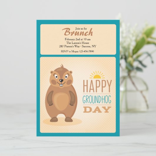 Schattigee Groundhog Day Invitation Kaart (Staand voorkant)