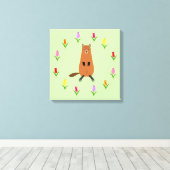 Schattigee Groundhog en Tulip Flowers Canvas Afdruk (Insitu (Houten vloer))