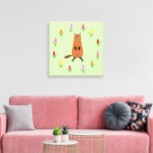 Schattigee Groundhog en Tulip Flowers Canvas Afdruk (Insitu (Woonkamer))