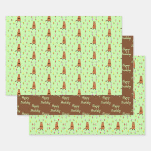 Schattigee Groundhog en Tulip Flowers Custom Birth Inpakpapier Vel