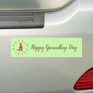 Schattigee Groundhog en Tulip Flowers Custom Bumpersticker