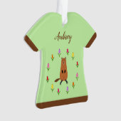 Schattigee Groundhog en Tulip Flowers Custom Name Ornament (voorkant)