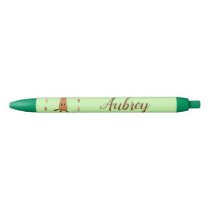Schattigee Groundhog en Tulip Flowers Custom Name Zwarte Inkt Pen