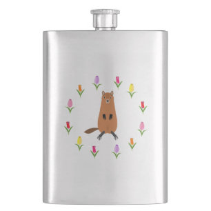 Schattigee Groundhog en Tulip Flowers Flacon