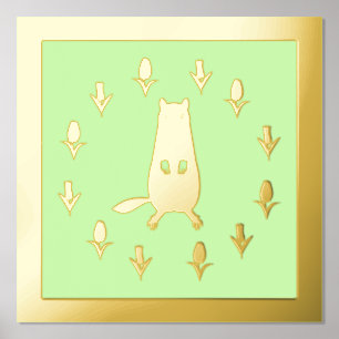 Schattigee Groundhog en Tulip Flowers Folie Afdrukken