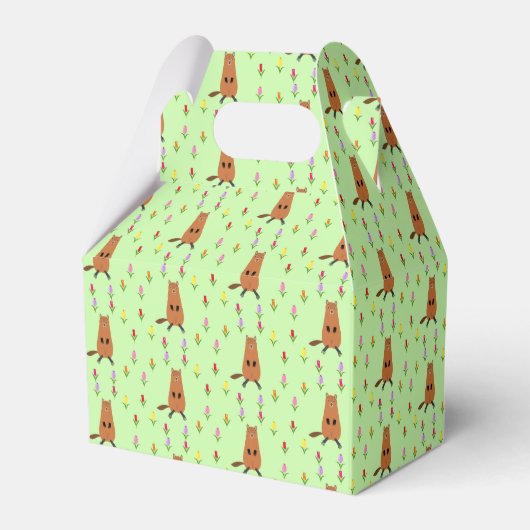 Schattigee Groundhog en Tulip Flowers Patterned Bedankdoosjes (Voorkant Zijde)