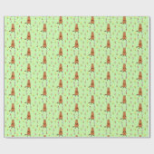 Schattigee Groundhog en Tulip Flowers Patterned Cadeaupapier (Vlak)