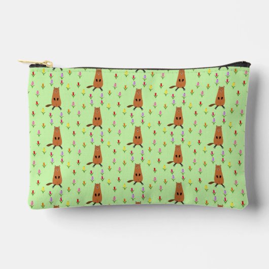 Schattigee Groundhog en Tulip Flowers Patterned Etui (Voorkant)