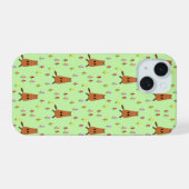 Schattigee Groundhog en Tulip Flowers Patterned iPhone 15 Case (Achterkant horizontaal)