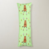 Schattigee Groundhog en Tulip Flowers Patterned Lichaamskussen (Achterkant (Verticaal))