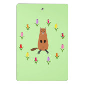 Schattigee Groundhog en Tulip Flowers Patterned Mini Klembord (Achterkant)