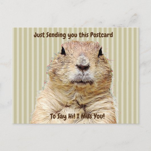 Schattigee Groundhog "I Miss YOU" Gezegde Hi Briefkaart (Voorkant)