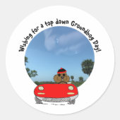 Schattigee Groundhog in Convertible Ronde Sticker (Voorkant)