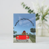 Schattigee Groundhog in Red Convertible Feestdagenkaart (Staand voorkant)