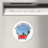 Schattigee Groundhog in Red Convertible Magneet (Insitu (Vaatwasser))