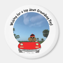 Schattigee Groundhog in Red Convertible Magneet